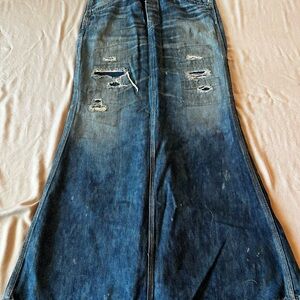 Ralph Lauren Double RL Blue Denim Maxi Skirt